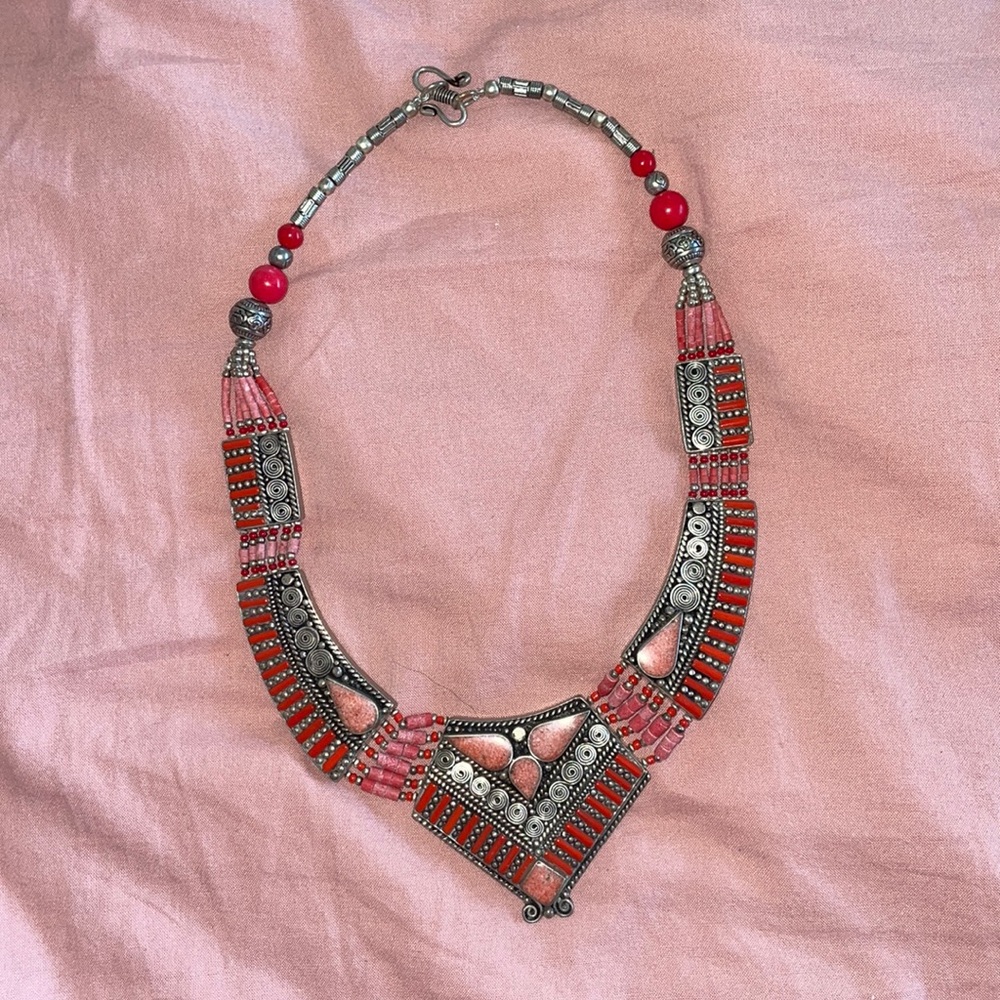 Coral Sterling Silver Antique Necklace
